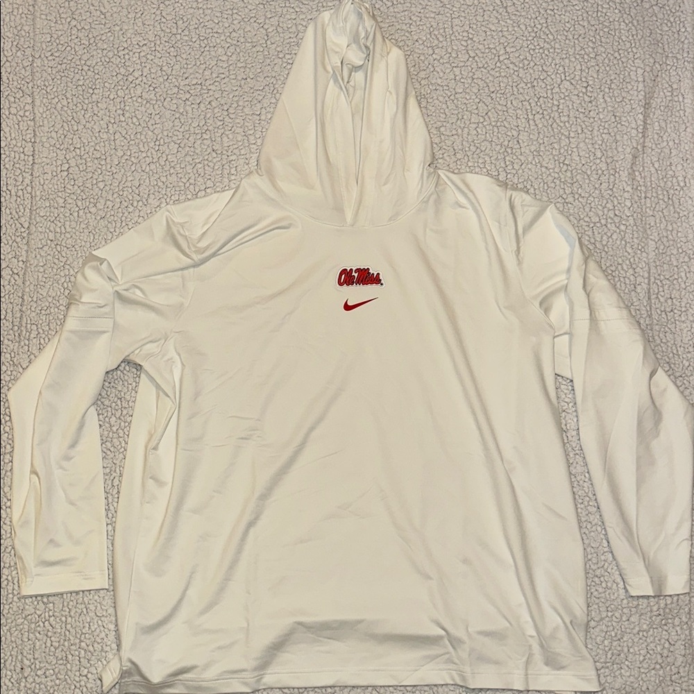 Ole Miss Nike White Lightweight Pullover Hoodie Tee